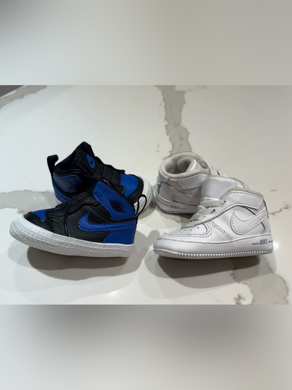 Nike Baby Shoe Bundle Air Jordan 1 Crib Bootie & Force 1 All White Size 2